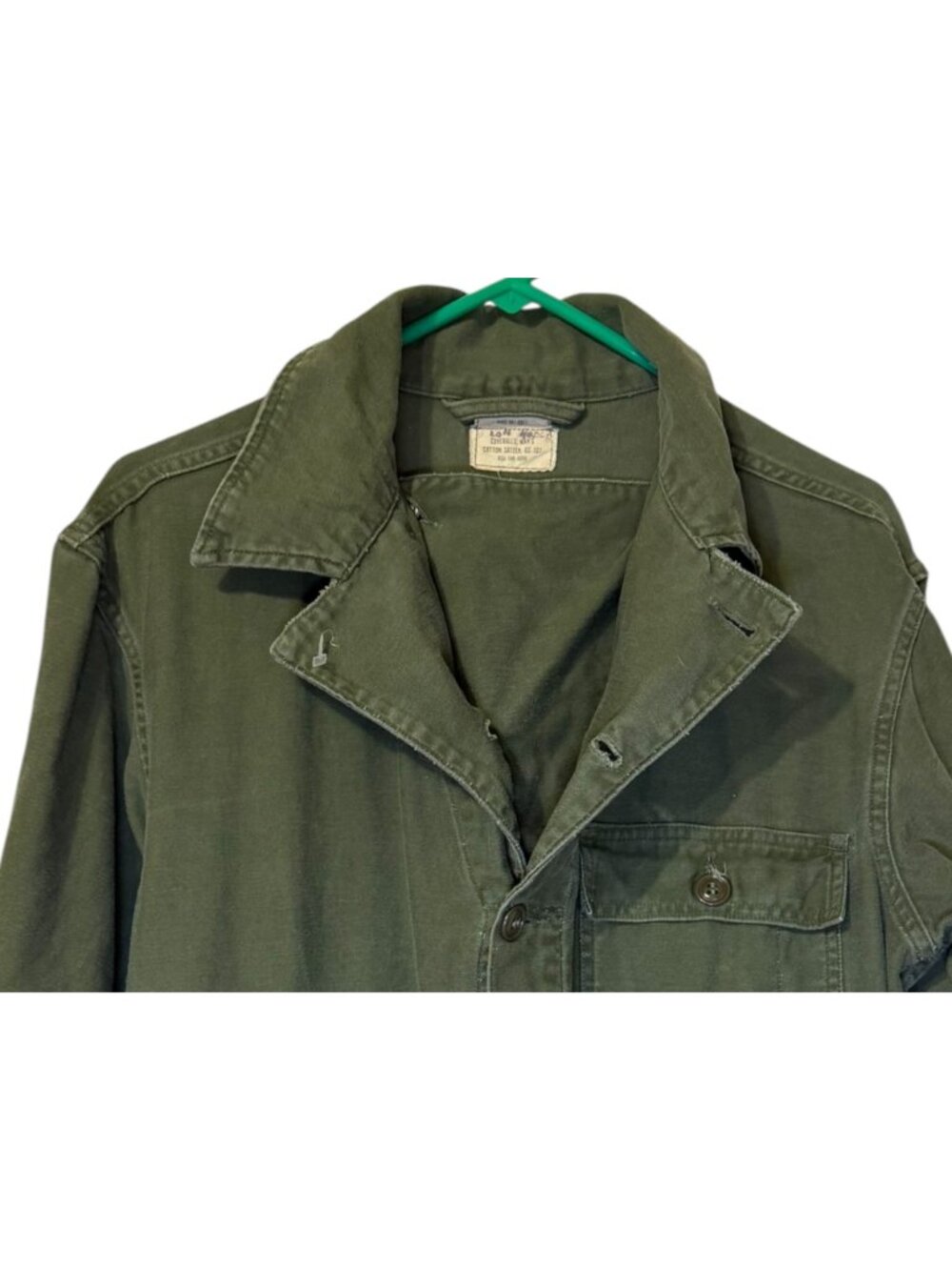 Vintage 1966 US Military OG-107 Belted Coveralls Vietnam Era Sateen Men's Large - Picture 4 of 12